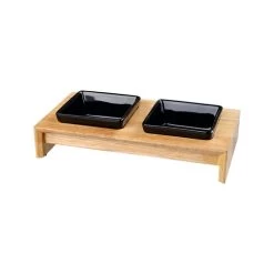 Trixie Napf-Set - Keramik/Holz -Haustierprodukte trixie voer waterbak set keramiek hout 178702 0500 none