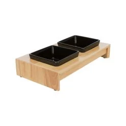 Trixie Napf-Set - Keramik/Holz -Haustierprodukte trixie voer waterbak set keramiek hout 178705 0500 none